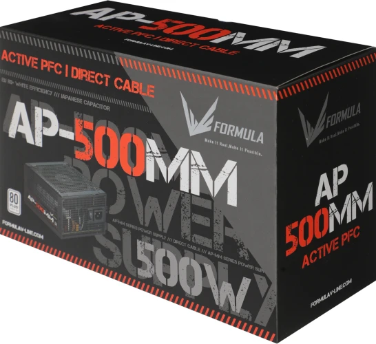 Блок питания Formula ATX 500W AP-500ММ 80 PLUS WHITE (20+4pin) APFC 120mm fan 6xSATA RTL