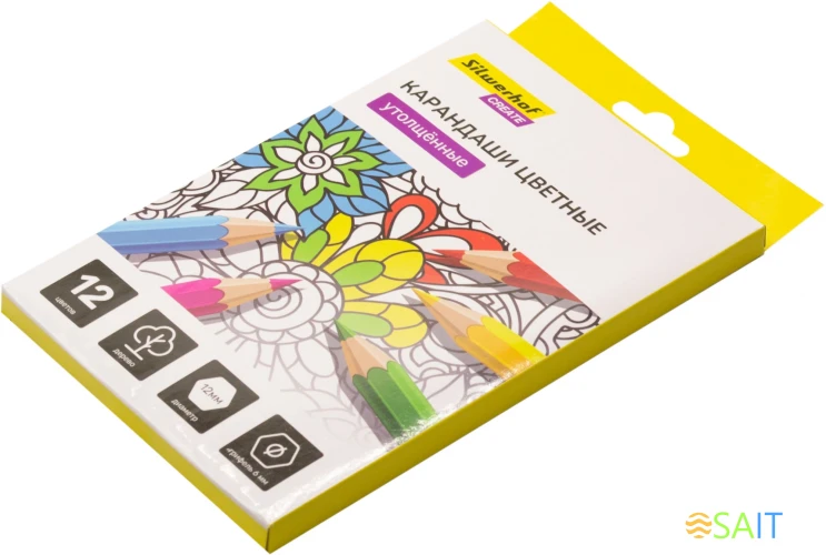 Карандаши цв. Silwerhof Create Jumbo 6мм шестигран. дерево ассорти 12цв. коробка/европод.