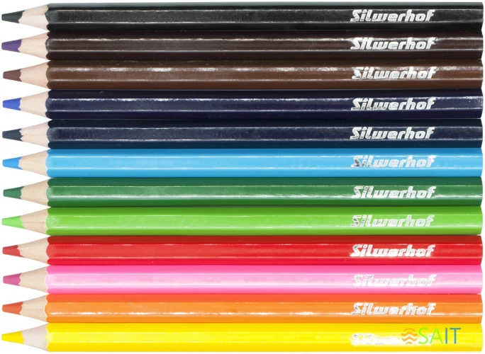 Карандаши цв. Silwerhof Create Jumbo 6мм шестигран. дерево ассорти 12цв. коробка/европод.