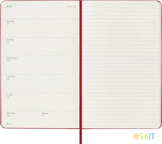 Еженедельник Moleskine ACADEMIC WKNT Large 130х210мм датир.18мес 208стр. красный