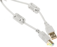 Кабель USB A(m) USB B(m) 3м феррит.кольца серый