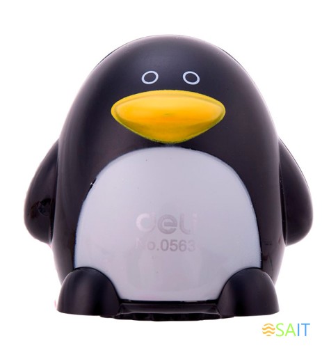 Точилка для карандашей ручная Deli Пингвин E0563 2 отверстия пластик ассорти блистер