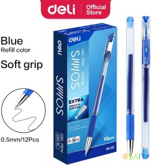 Ручка гелев. Deli Smoos EG85-BL прозрачный d=0.5мм син. черн. 1стерж. резин. манжета