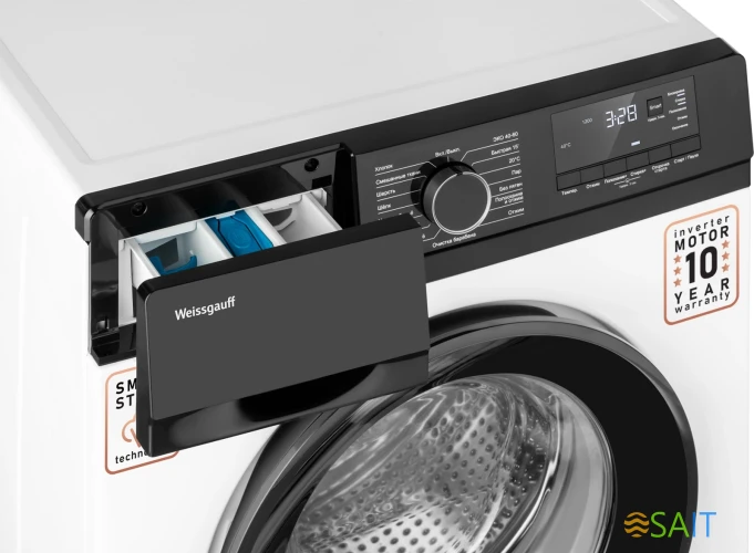 Стиральная машина Weissgauff WM 45127 DC Inverter Steam класс: A+++ загр.фронтальная макс.:7кг белый инвертор