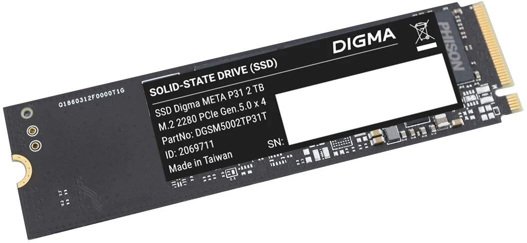 Накопитель SSD Digma PCIe 5.0 x4 2000GB DGSM5002TP31T Meta P31 M.2 2280