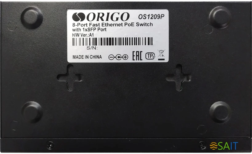 Коммутатор Origo OS1209P/80W OS1209P/80W/A1A (L2) 8x100Мбит/с 1SFP 8PoE 80W неуправляемый