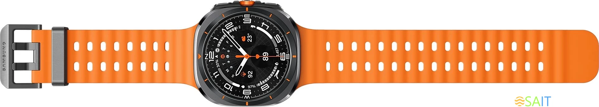 Смарт-часы Samsung Galaxy Watch Ultra LTE 47мм 1.5" AMOLED корп.черный рем.оранжевый (SM-L705FDAACAU)