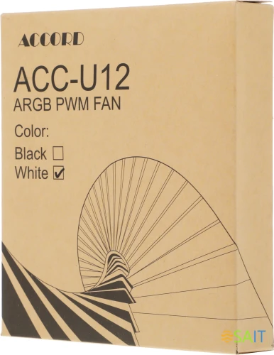Вентилятор для корпуса Accord ACC-U12 ARGB 120х120x25 белый 4-pin 27дБ (ACC-U12 ARGB WHITE) brown box