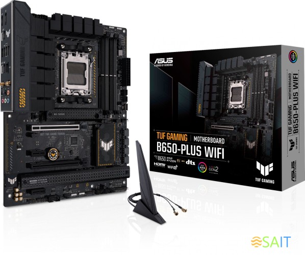 Материнская плата Asus TUF GAMING B650-PLUS WIFI SocketAM5 AMD B650 4xDDR5 ATX AC`97 8ch(7.1) 2.5Gg RAID+HDMI+DP