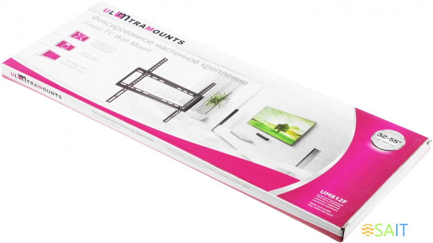 Кронштейн для телевизора Ultramounts UM812F черный 32"-55" макс.35кг настенный фиксированный