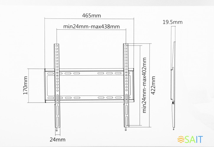 Кронштейн для телевизора Ultramounts UM812F черный 32"-55" макс.35кг настенный фиксированный