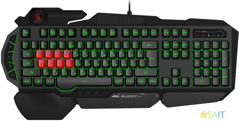Клавиатура A4Tech Bloody B318 черный USB Multimedia for gamer LED (подставка для запястий) (B318)