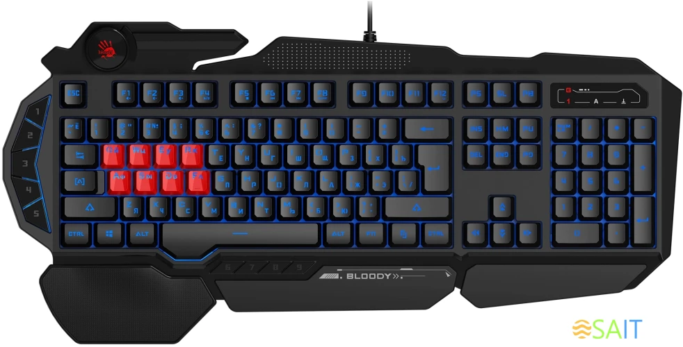Клавиатура A4Tech Bloody B318 черный USB Multimedia for gamer LED (подставка для запястий) (B318)