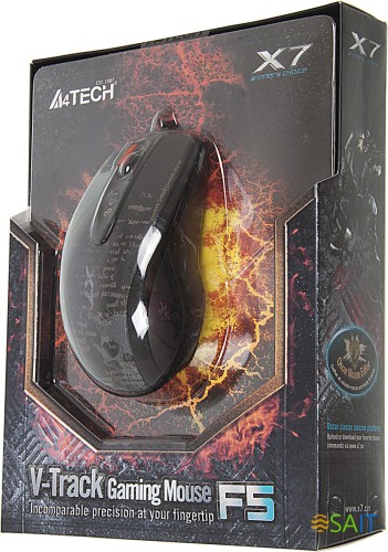 Мышь A4Tech V-Track F5 черный/рисунок оптическая 3000dpi USB 6but