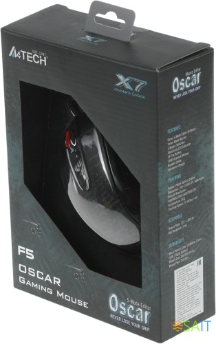 Мышь A4Tech V-Track F5 черный/рисунок оптическая 3000dpi USB 6but