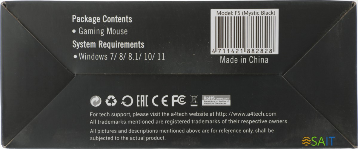 Мышь A4Tech V-Track F5 черный/рисунок оптическая 3000dpi USB 6but