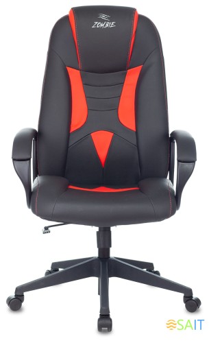 Кресло игровое Zombie 8 черный/красный эко.кожа крестов. пластик