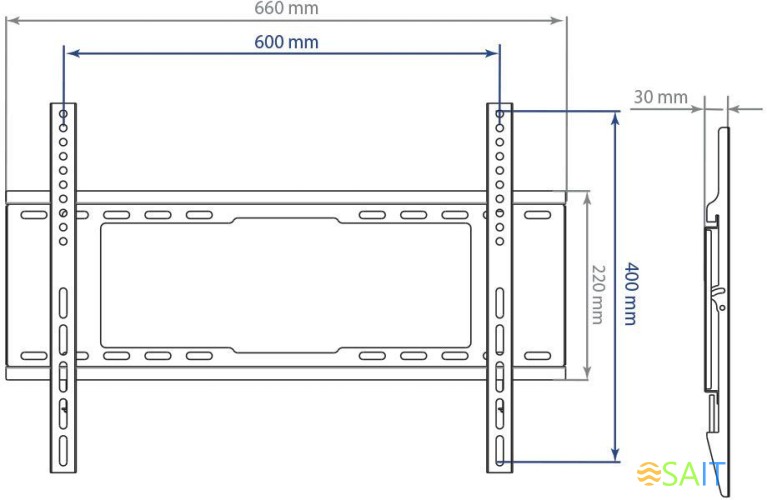 Кронштейн для телевизора Kromax IDEAL-101 черный 32"-90" макс.40кг настенный фиксированный