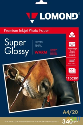 Фотобумага Lomond 1100301 A4/340г/м2/20л./ярко-белый супер глянец для струйной печати