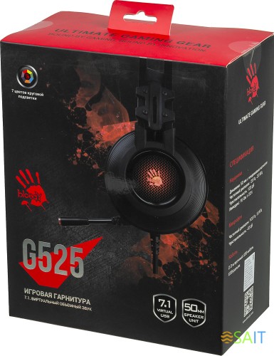 Наушники с микрофоном A4Tech Bloody G525 черный 2м мониторные оголовье (G525 BLACK)