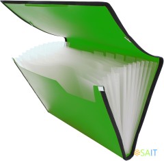 Портфель Бюрократ -BPR13LGRN 13 отдел. A4 с окантовкой пластик 0.7мм зеленый