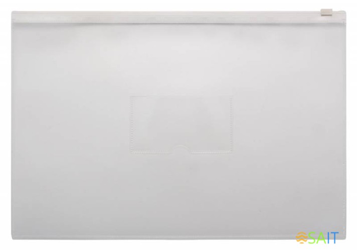 Папка на молнии ZIP Бюрократ -BPM4AWT A4+ полипропилен 0.15мм карм.для визит. цвет молнии белый