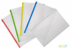 Папка на молнии ZIP Бюрократ -BPM4AWT A4+ полипропилен 0.15мм карм.для визит. цвет молнии белый