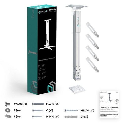 Кронштейн потолочный для проектора ONKRON ONKRON K5A WHITE
