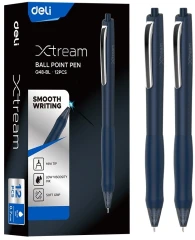 Ручка шариков. автоматическая Deli Xtream EQ48-BL d=0.7мм син. черн. кругл. резин. манжета