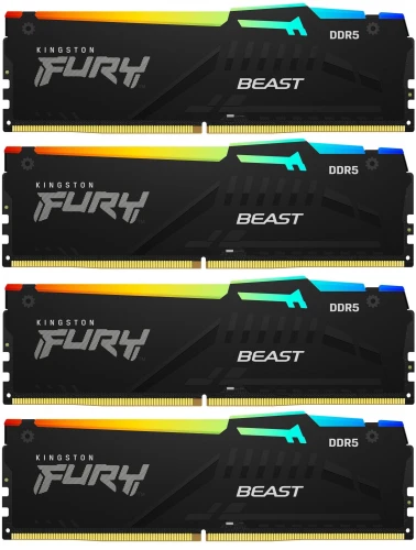 Память DDR5 4x32GB 5600MHz Kingston KF556C40BBAK4-128 Fury Beast Black RGB RTL Gaming PC5-44800 CL40 DIMM 288-pin 1.25В dual rank с радиатором Ret