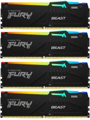 Память DDR5 4x32GB 5600MHz Kingston KF556C40BBAK4-128 Fury Beast Black RGB RTL Gaming PC5-44800 CL40 DIMM 288-pin 1.25В dual rank с радиатором Ret