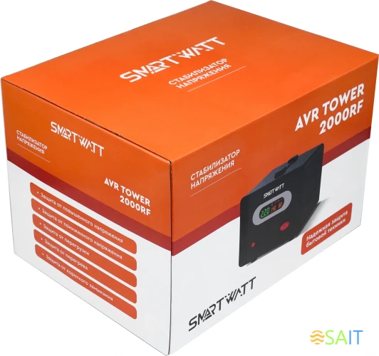 Стабилизатор напряжения Smartwatt AVR Tower 2000RF 2000ВА черный