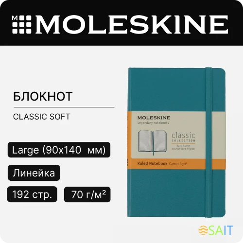 Блокнот Moleskine CLASSIC MM710B35 Pocket 90x140мм 192стр. линейка твердая обложка голубой