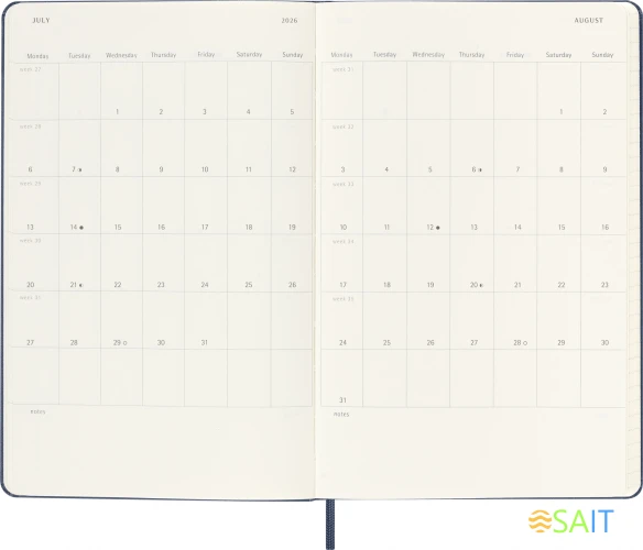 Еженедельник Moleskine ACADEMIC WKNT Large 130х210мм датир.18мес 208стр. синий сапфир