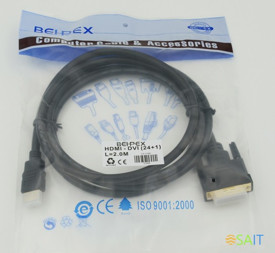 Кабель HDMI (m) DVI-D (m) 2м черный