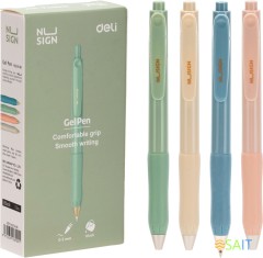 Ручка гелев. автоматическая Deli Nusign ENS576-BK ассорти черн. черн. линия 0.5мм резин. манжета