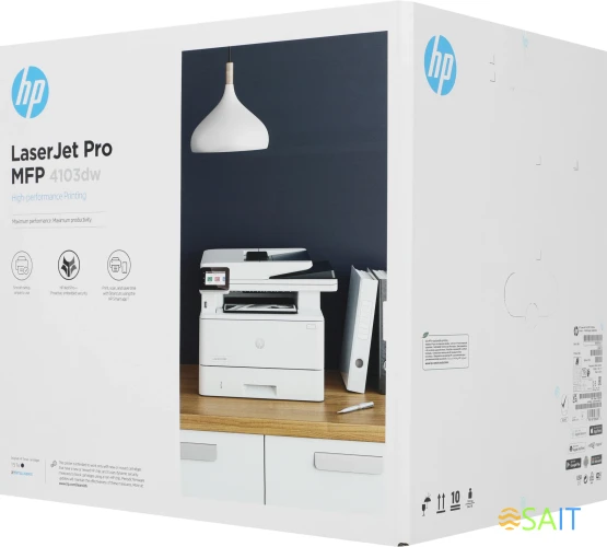 МФУ лазерный HP LaserJet Pro 4103dw (2Z627A) A4 Duplex Net WiFi белый