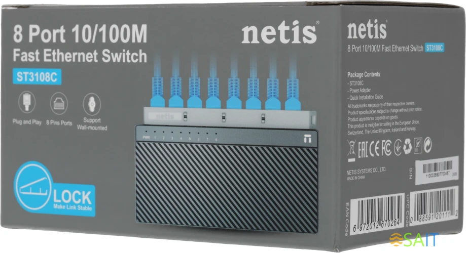 Коммутатор Netis ST3108C (L2) 8x100Мбит/с неуправляемый