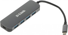 Разветвитель USB-C D-Link DUB-2340 4порт. черный (DUB-2340/A1A)
