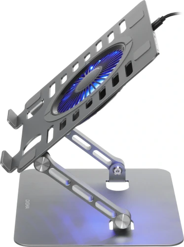 Подставка для ноутбука Digma D-NCP170-1xRGB110 17" 240x230x50мм 28дБ 2xUSB 1x 110ммFAN 790г Fan-control алюминий серый