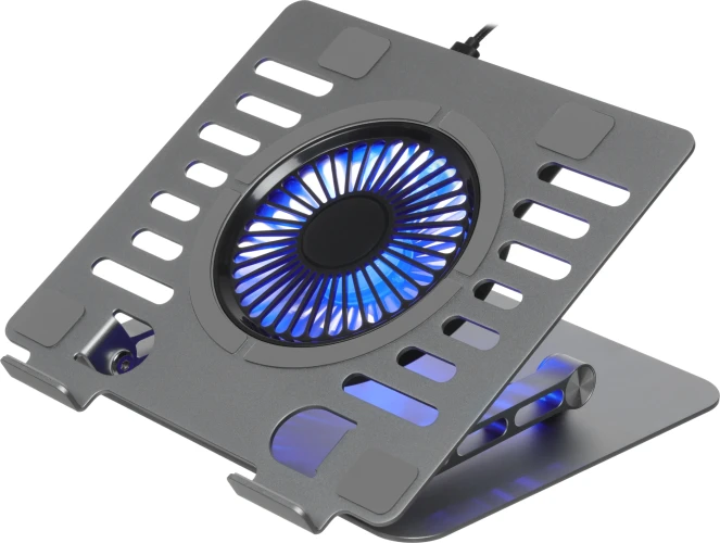 Подставка для ноутбука Digma D-NCP170-1xRGB110 17" 240x230x50мм 28дБ 2xUSB 1x 110ммFAN 790г Fan-control алюминий серый