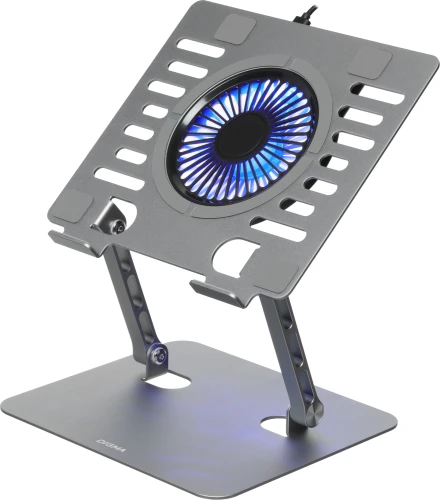 Подставка для ноутбука Digma D-NCP170-1xRGB110 17" 240x230x50мм 28дБ 2xUSB 1x 110ммFAN 790г Fan-control алюминий серый