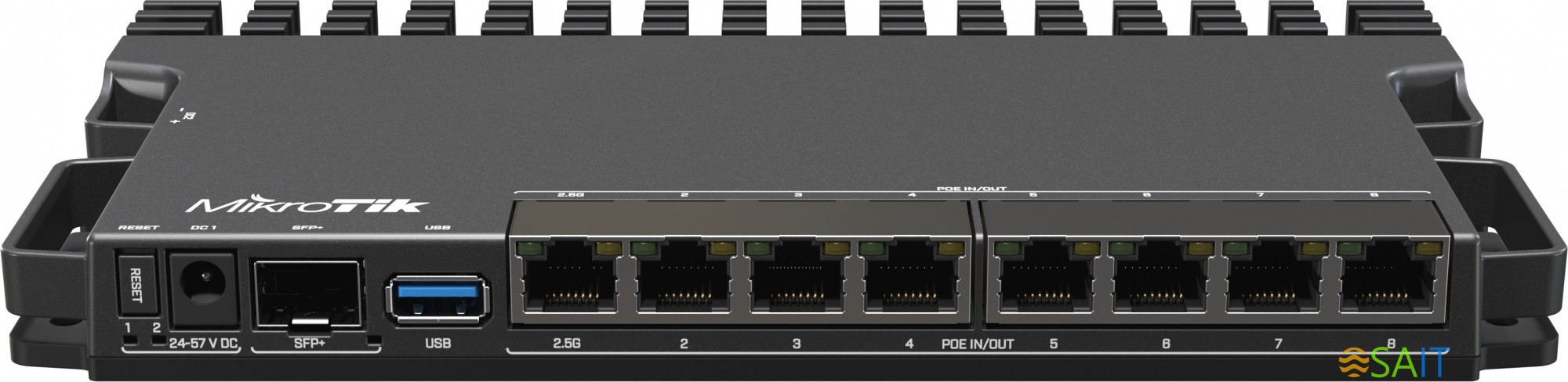 Маршрутизатор MikroTik RB5009UPr+S+IN 10/100/1000 компл.:устройство/крепления/адаптер черный