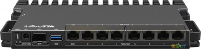 Маршрутизатор MikroTik RB5009UPr+S+IN 10/100/1000 компл.:устройство/крепления/адаптер черный