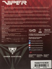 Память DDR3 2x8GB 1866MHz Patriot PV316G186C0K Viper 3 RTL PC3-14900 CL10 DIMM 240-pin 1.5В dual rank с радиатором Ret