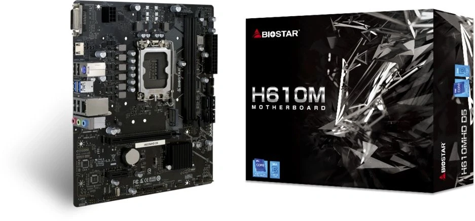 Материнская плата Biostar H610MHD D5 Soc-1700 Intel H610 mATX AC`97 8ch(7.1) GbLAN RAID+DVI+HDMI