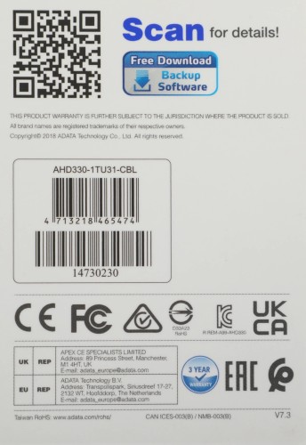 Жесткий диск A-Data USB3.0 1TB AHD330-1TU31-CBL HD330 DashDrive Durable 2.5" синий