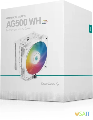 Устройство охлаждения(кулер) Deepcool AG500 Wh ARGB Soc-AM5/AM4/1200/1700/1851 белый 4-pin 29.4dB Al+Cu 240W 861gr Ret (R-AG500-WHANMN-G)
