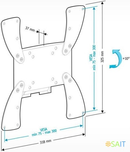 Кронштейн для телевизора Holder LCDS-5058 черный глянец 19"-47" макс.30кг настенный наклон