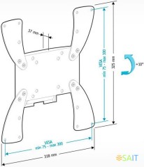 Кронштейн для телевизора Holder LCDS-5058 черный глянец 19"-47" макс.30кг настенный наклон